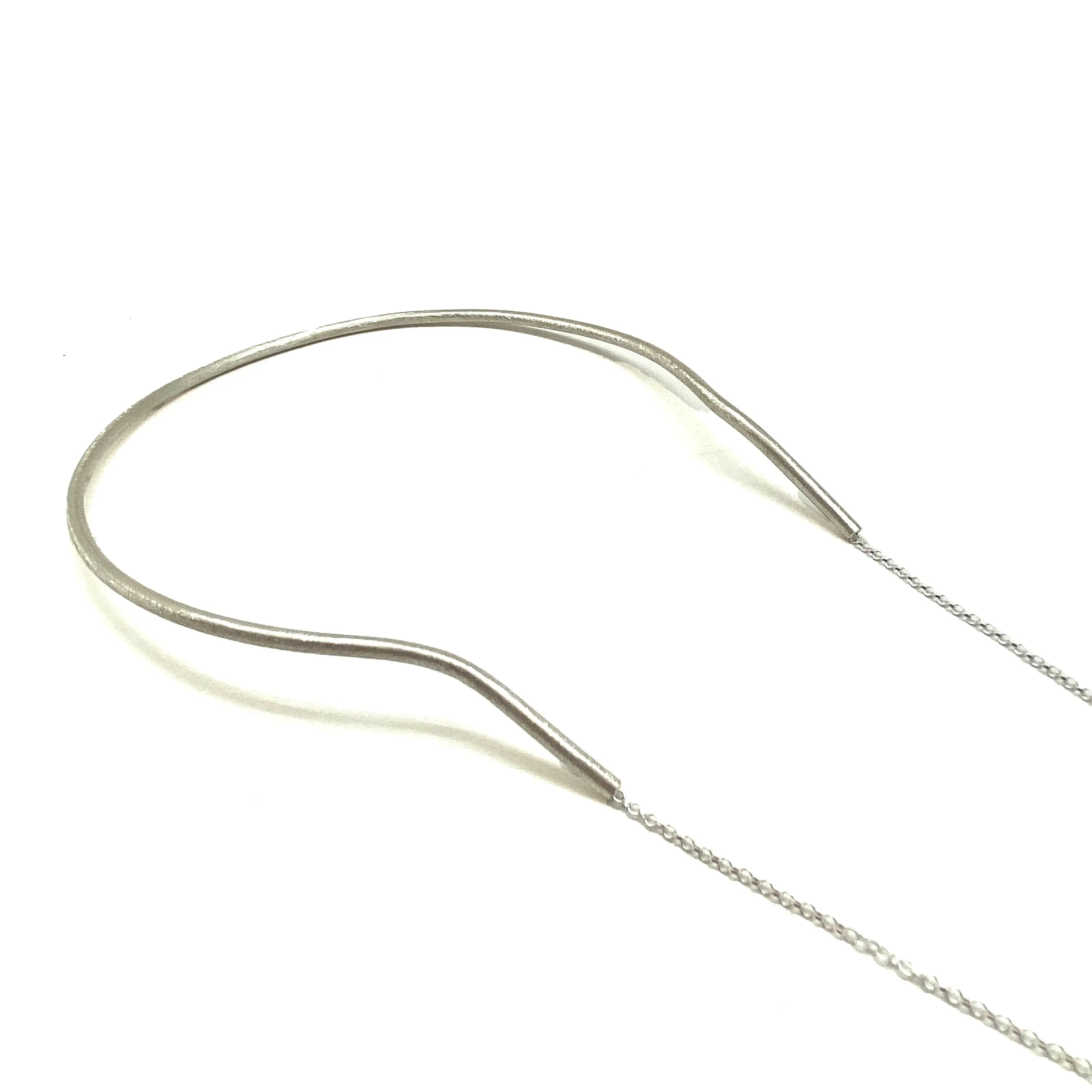 Long Spinel Silver Drape Necklace