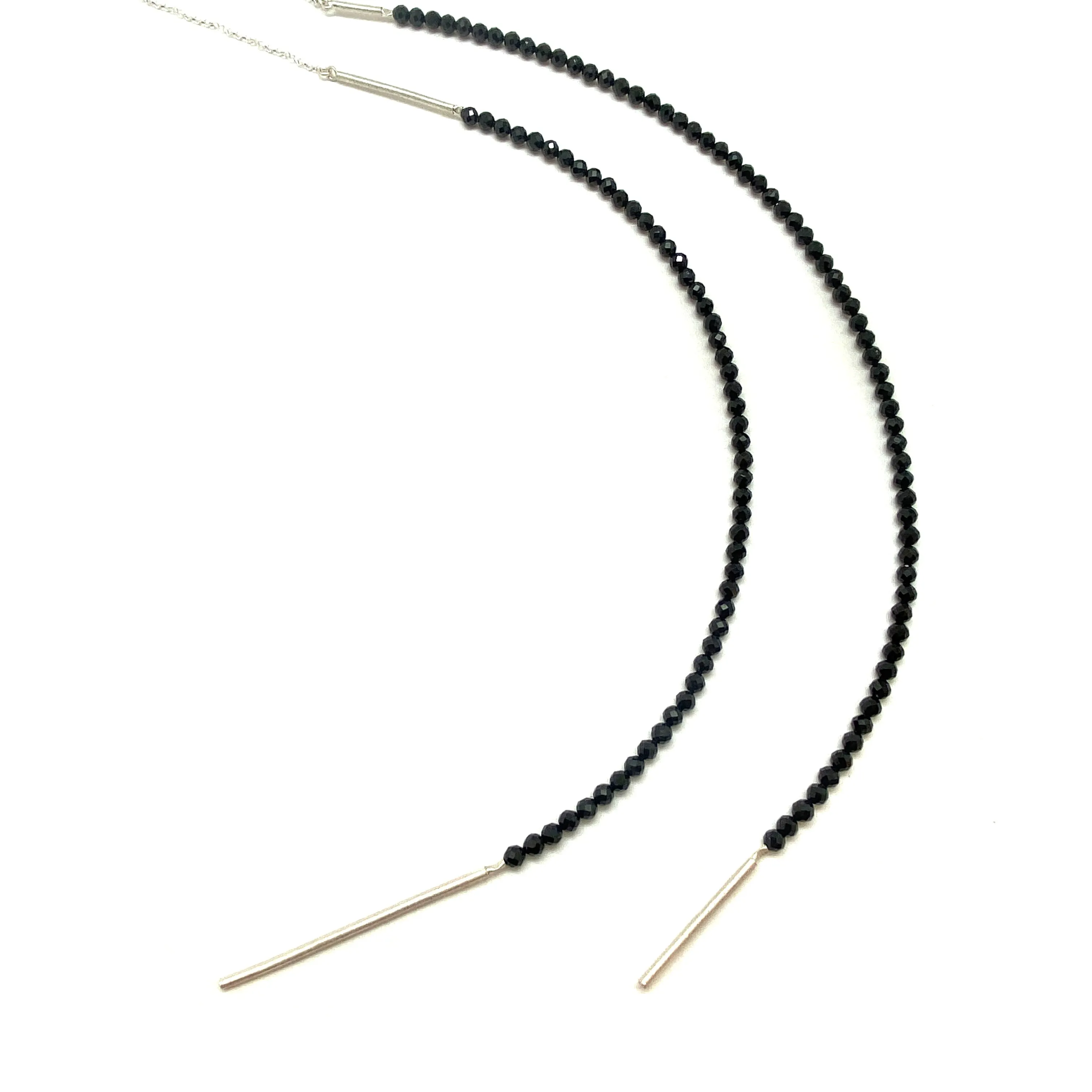 Long Spinel Silver Drape Necklace