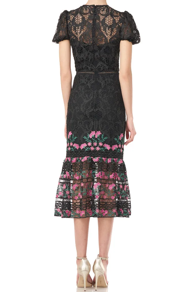 Lorelai Lace Midi Dress by ML Monique Lhuillier - RENTAL
