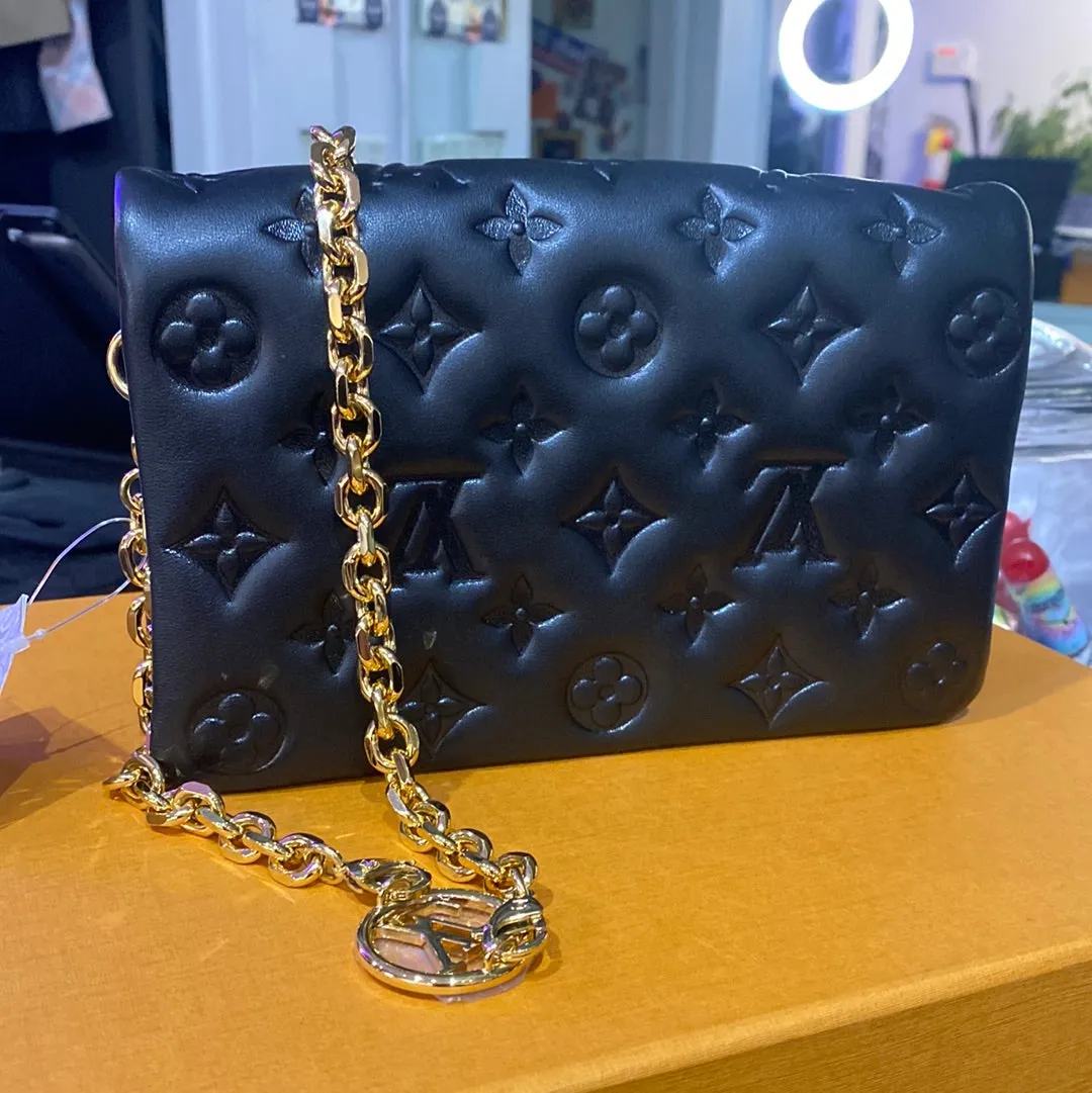 Louis Vuitton Black Monogram Embossed Coussin Pochette