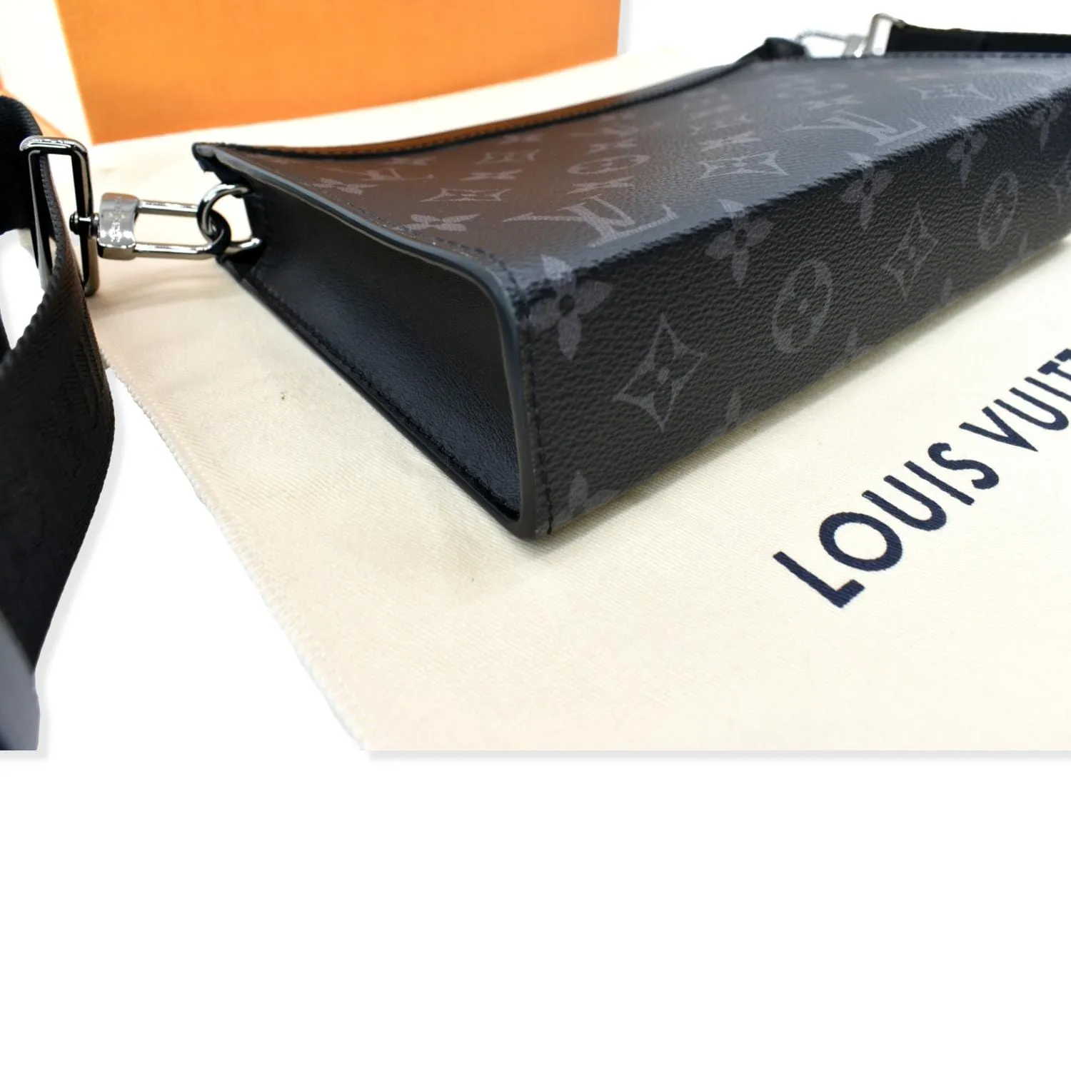 Louis Vuitton Gaston Wearable Monogram Eclipse Reverse Wallet Crossbody Bag Gray