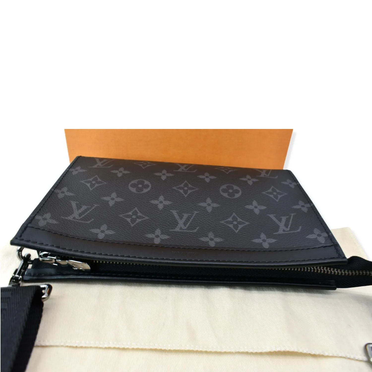 Louis Vuitton Gaston Wearable Monogram Eclipse Reverse Wallet Crossbody Bag Gray