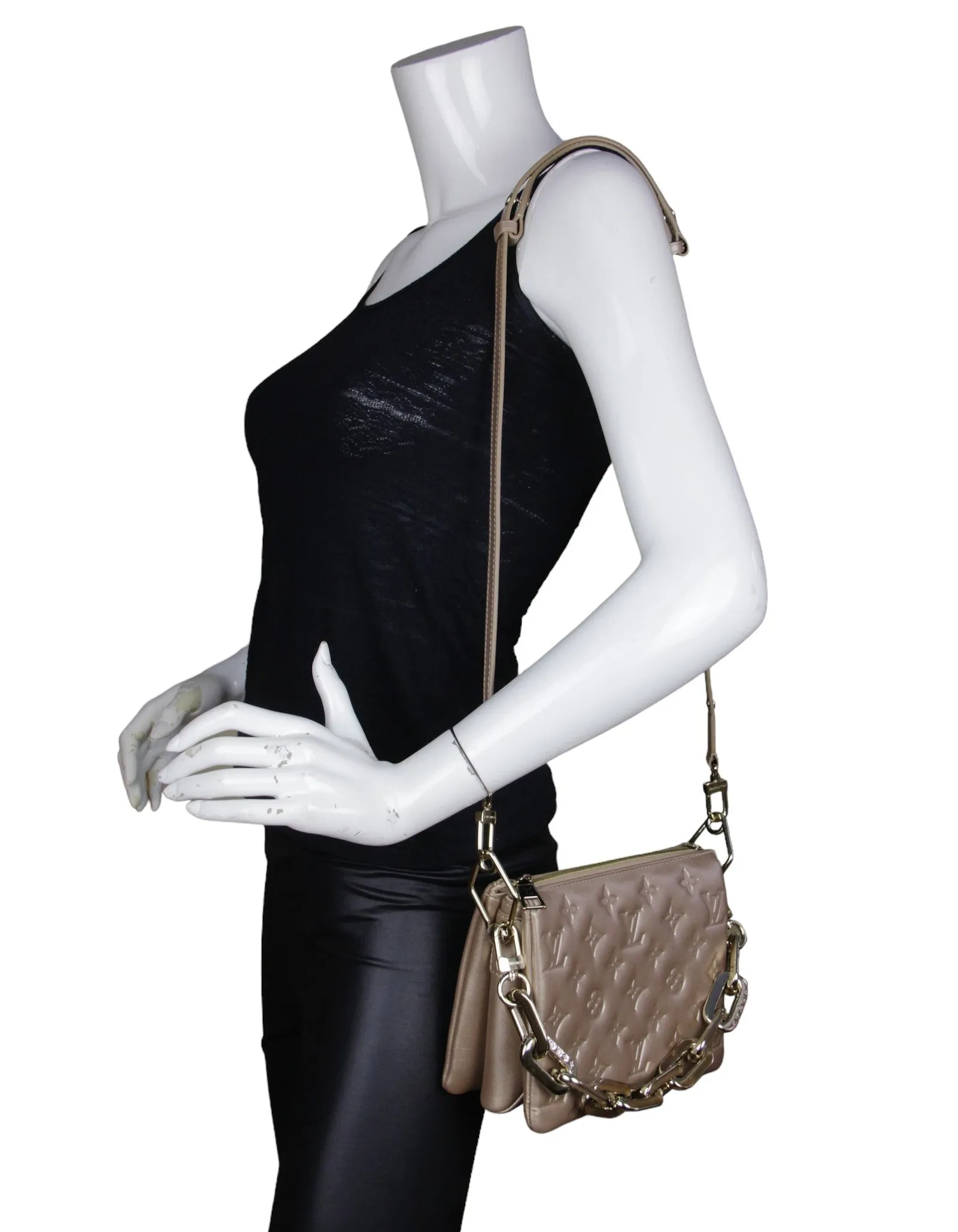 Louis Vuitton Gold Embossed Monogram Coussin BB Crossbody