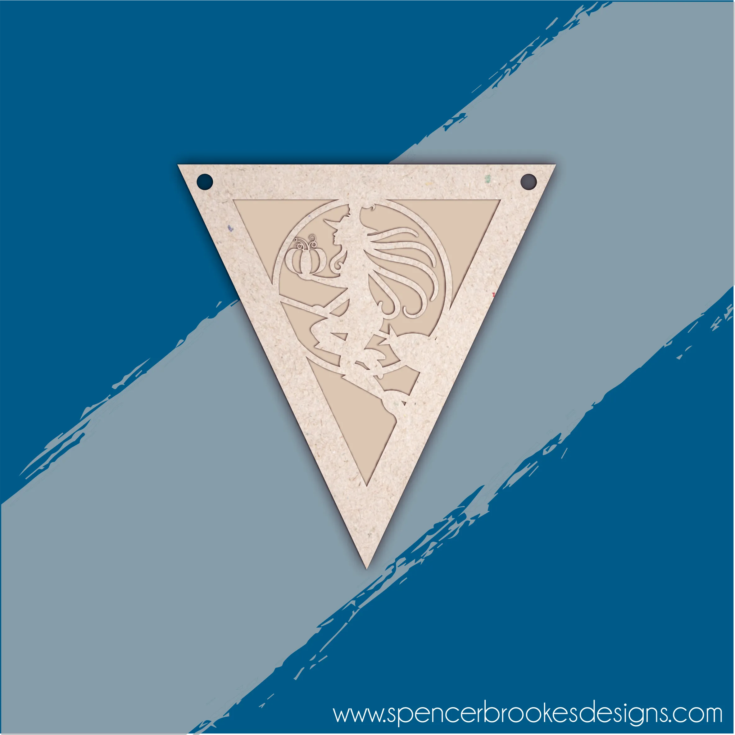 MDF Layered Triangle Halloween Flag Bunting - Witch