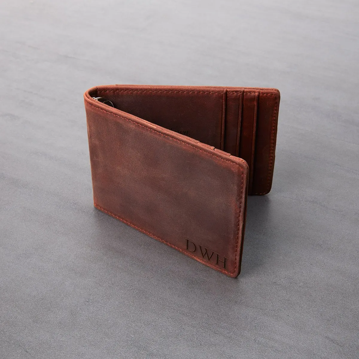 Men's Leather Slim Wallet   Money Clip