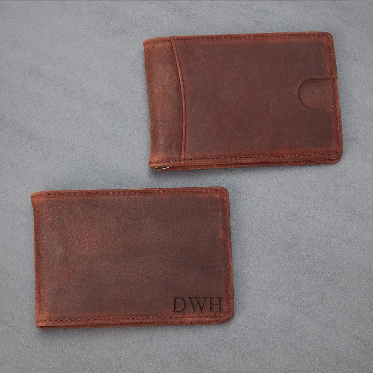 Men's Leather Slim Wallet   Money Clip