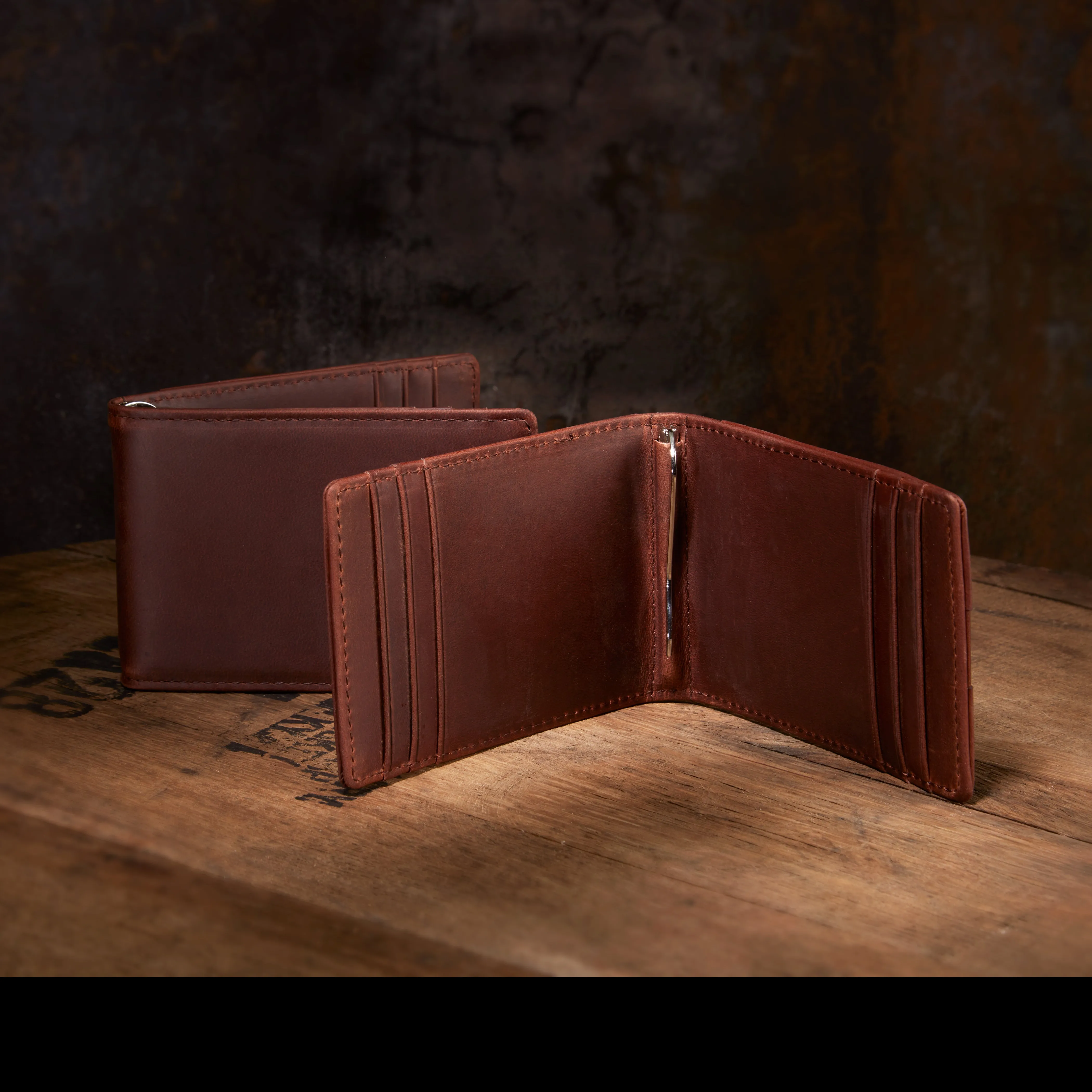Men's Leather Slim Wallet   Money Clip