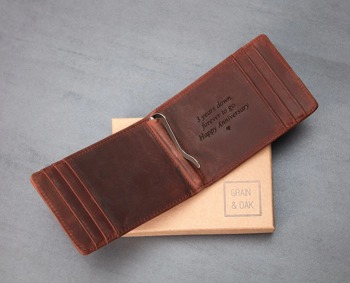 Men's Leather Slim Wallet   Money Clip