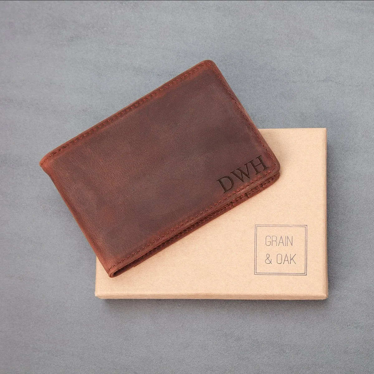 Men's Leather Slim Wallet   Money Clip