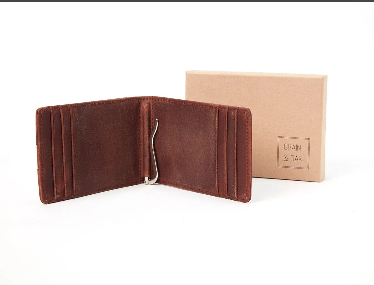 Men's Leather Slim Wallet   Money Clip