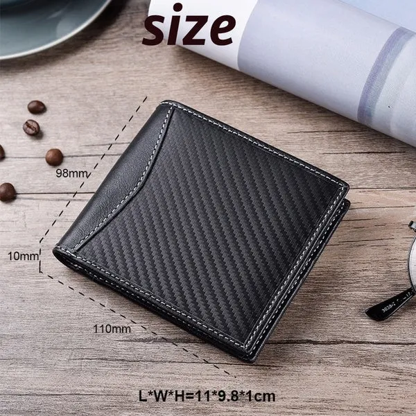 Mens RFID Carbon Black ID Wallet Slim Credit Card Holder Minimalist