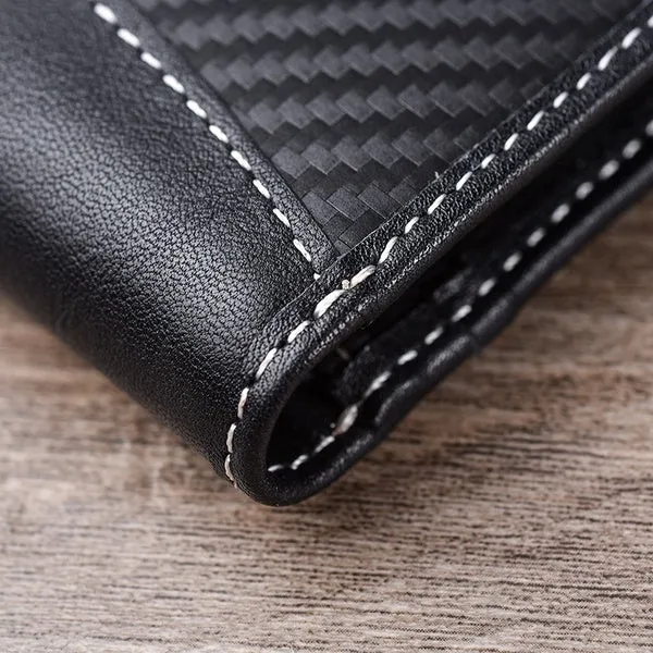 Mens RFID Carbon Black ID Wallet Slim Credit Card Holder Minimalist