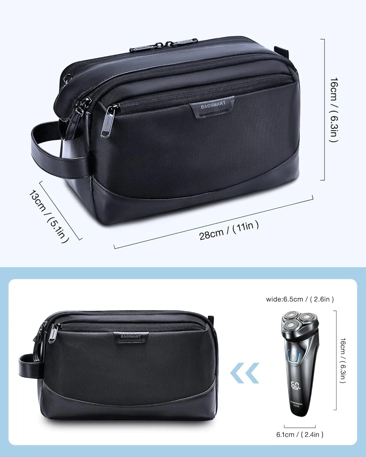 Mens Travel Toiletry Bag Waterproof Shaving Bag