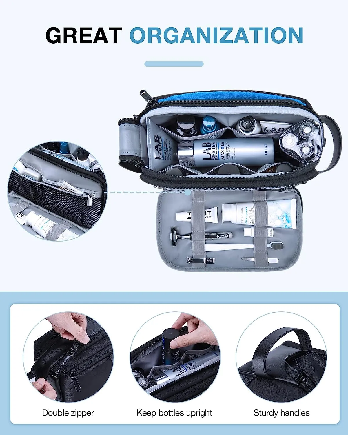 Mens Travel Toiletry Bag Waterproof Shaving Bag