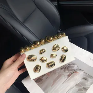 Metal Rivets Luxury Evening Clutch Bag