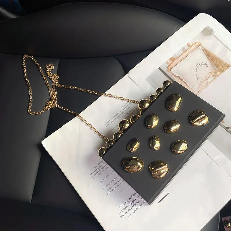 Metal Rivets Luxury Evening Clutch Bag