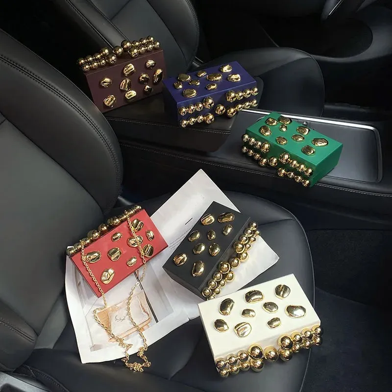 Metal Rivets Luxury Evening Clutch Bag