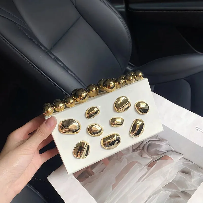 Metal Rivets Luxury Evening Clutch Bag