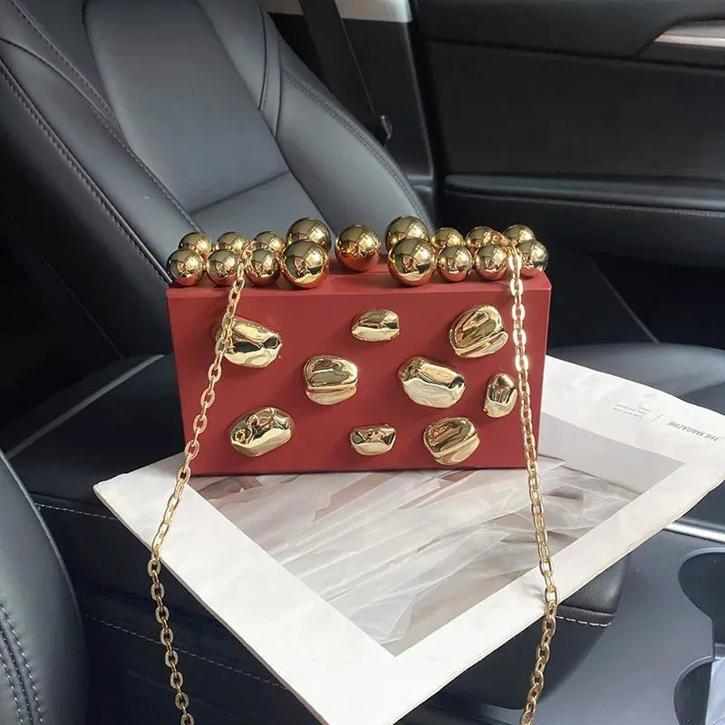 Metal Rivets Luxury Evening Clutch Bag