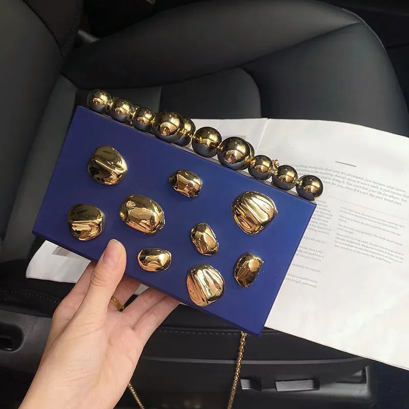 Metal Rivets Luxury Evening Clutch Bag