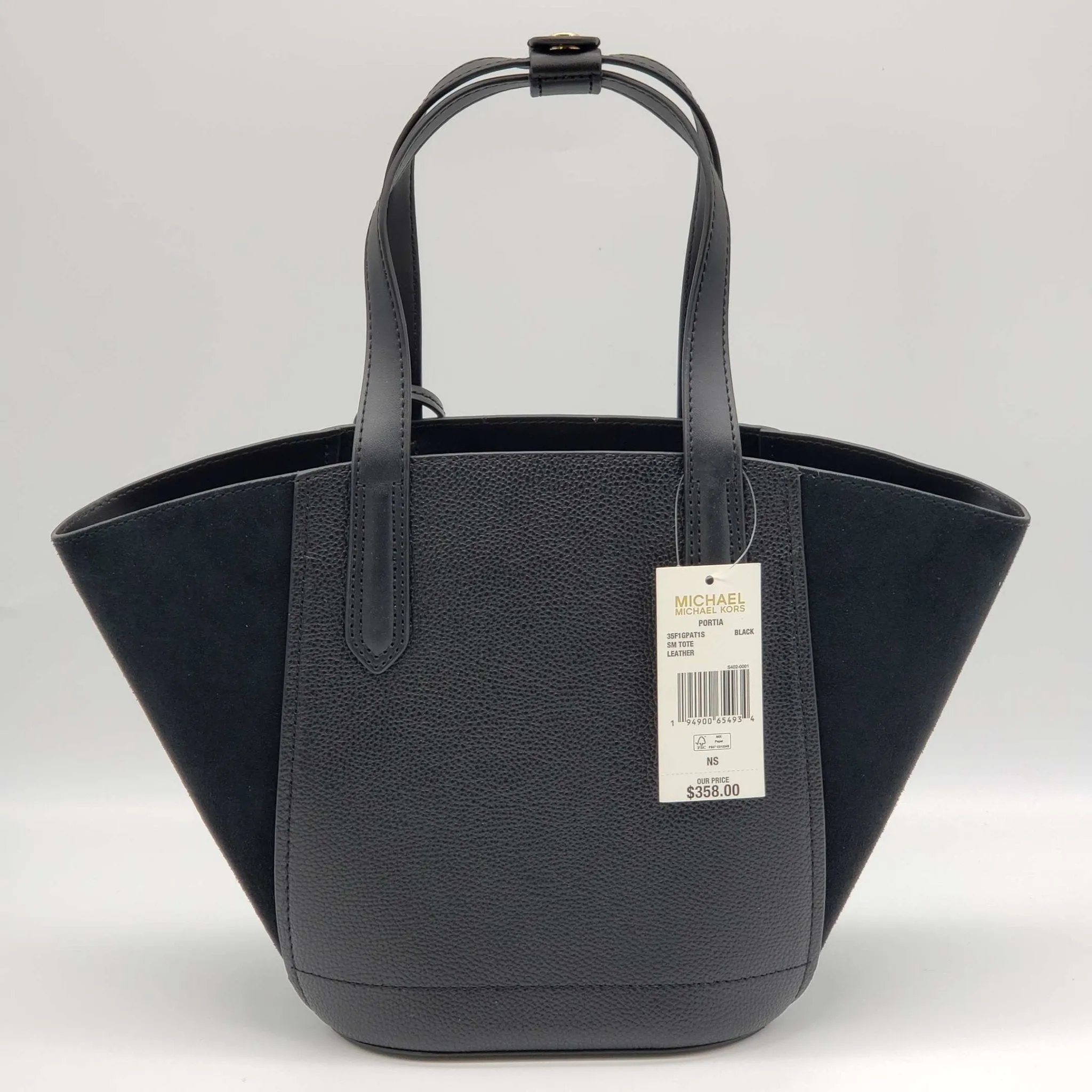 Michael Kors Portia Black Leather Tote Bag