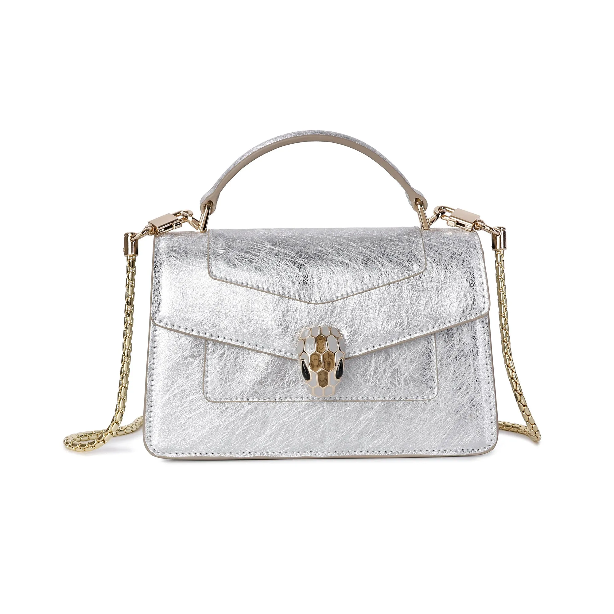 Mini Metallic Crossbody with Snakehead Clasp