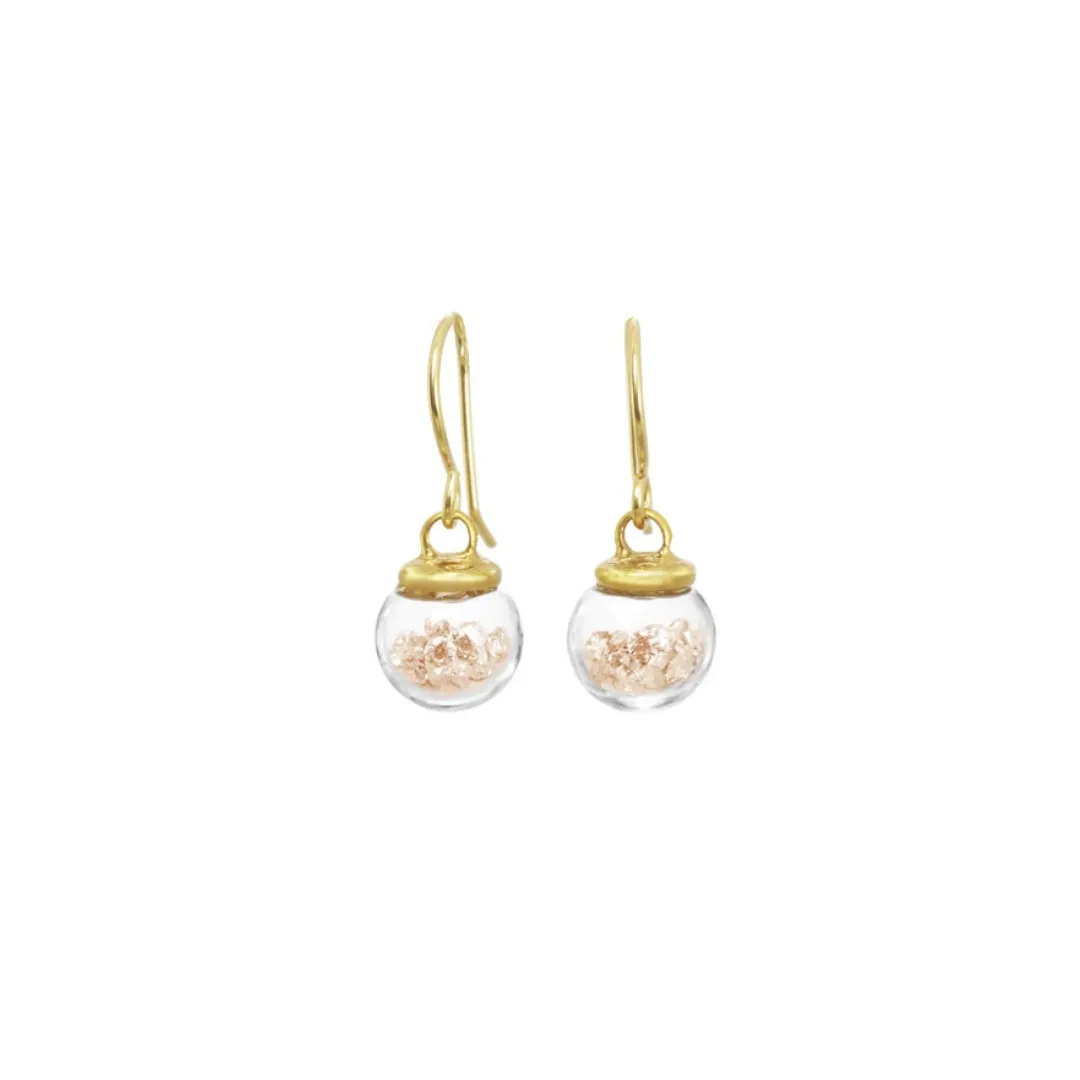 Mini Vermeil Champagne Crystal Globe Earrings
