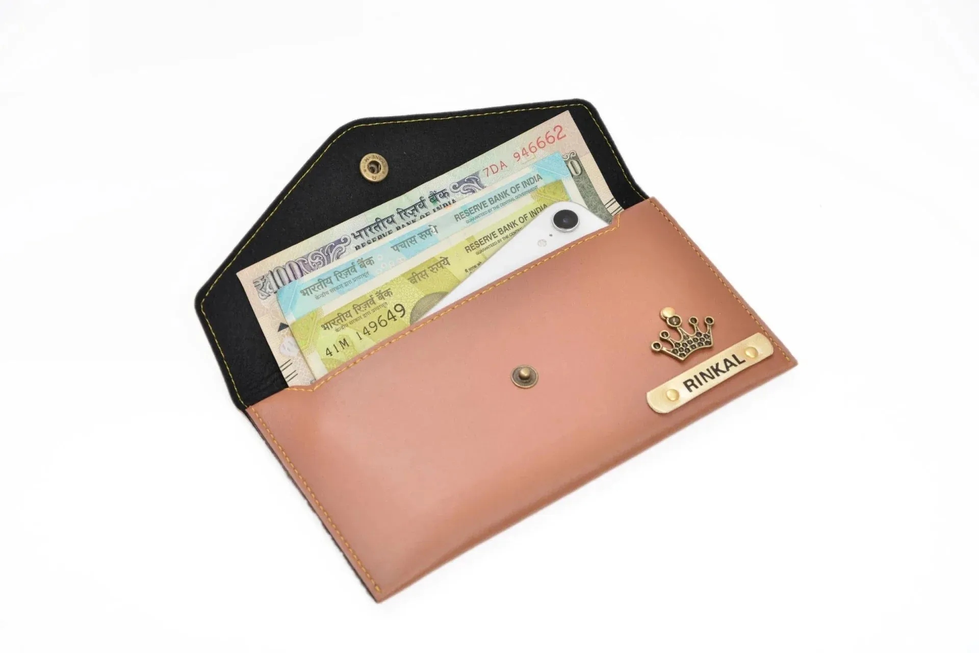Minimal clutch & Men's Wallet & Personalised Couple Rainbow Classic WaterBottle - Tan
