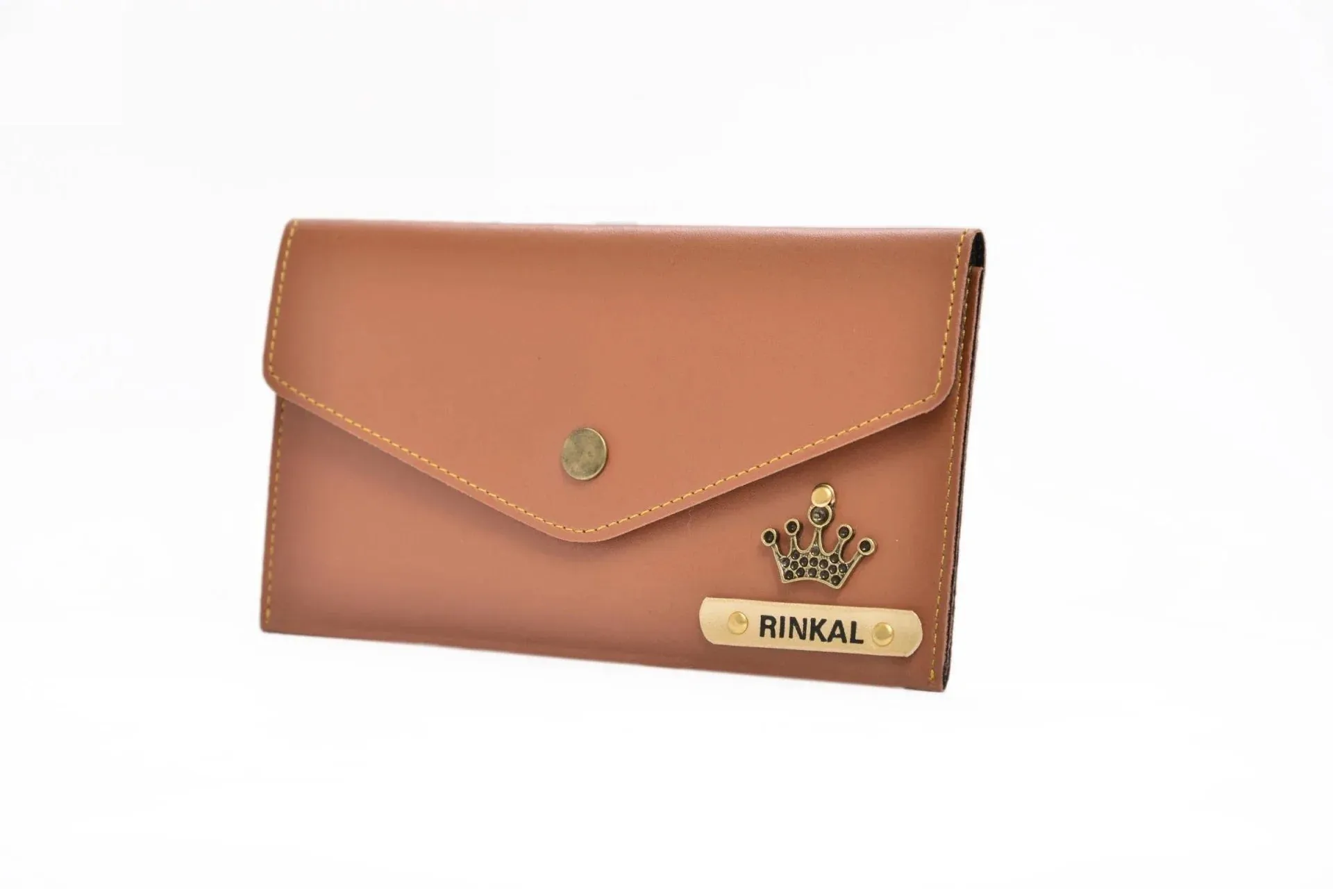 Minimal clutch & Men's Wallet & Personalised Couple Rainbow Classic WaterBottle - Tan