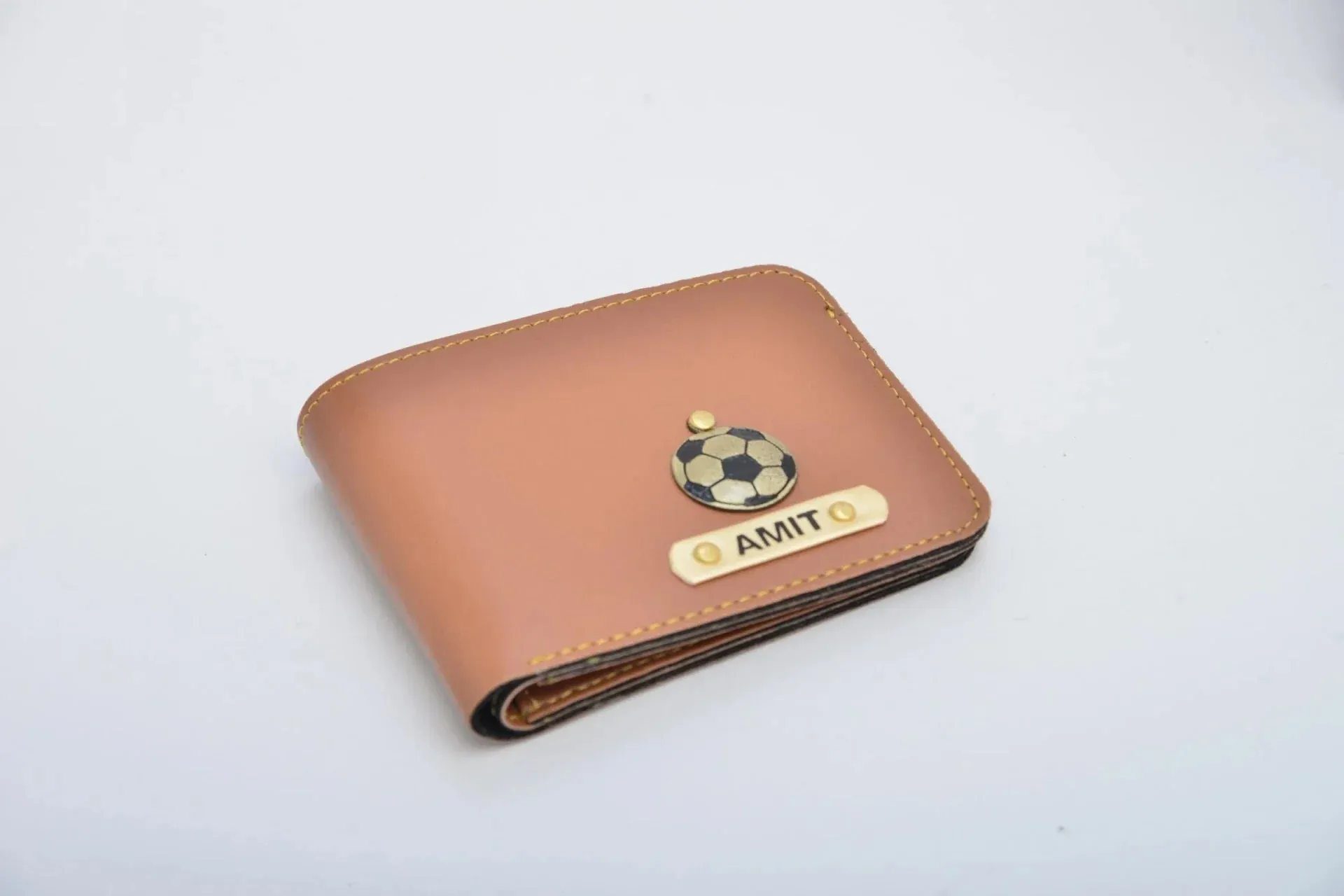 Minimal clutch & Men's Wallet & Personalised Couple Rainbow Classic WaterBottle - Tan