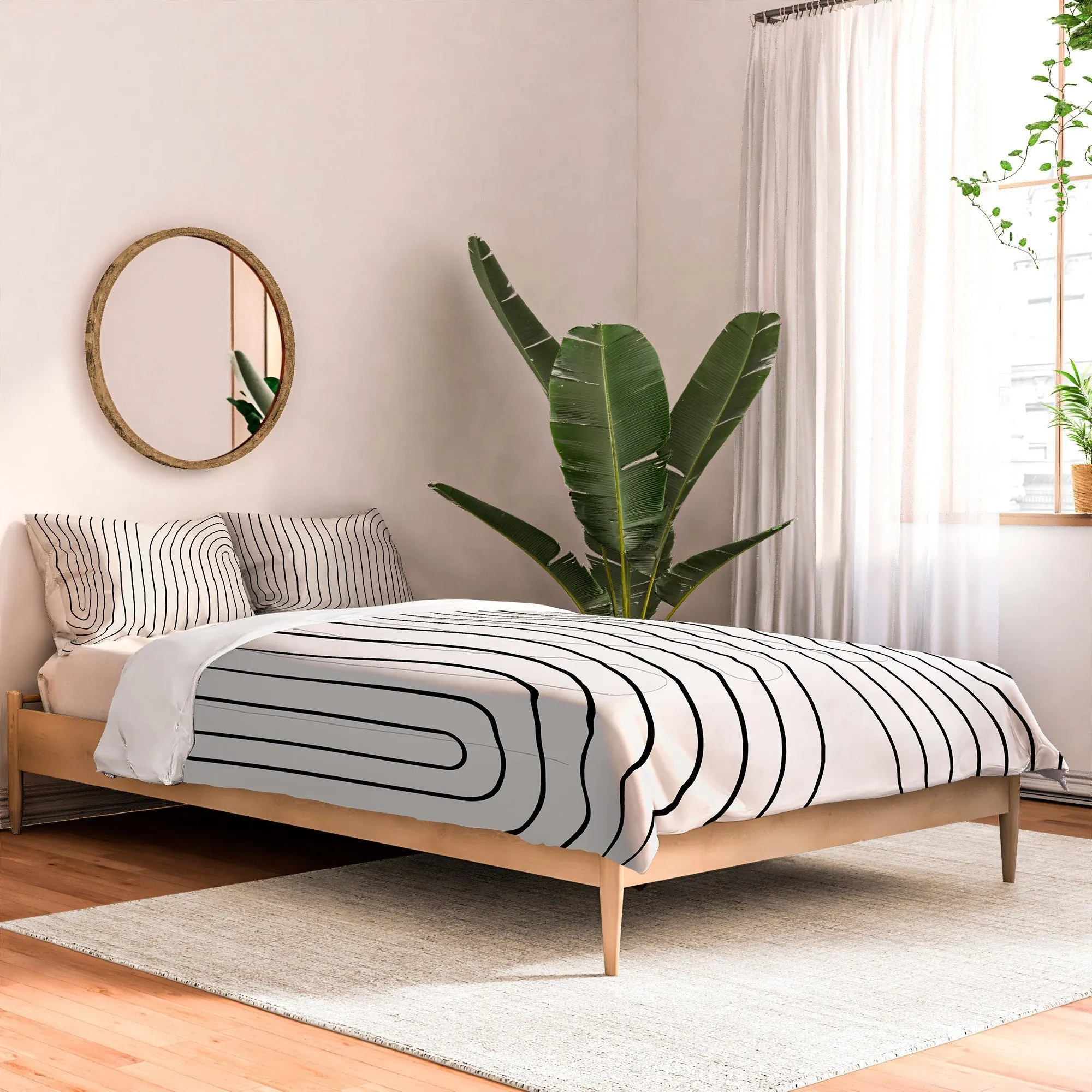 MINIMAL LINE CURVATURE BLACK AND WHITE DUVET / COMFORTER