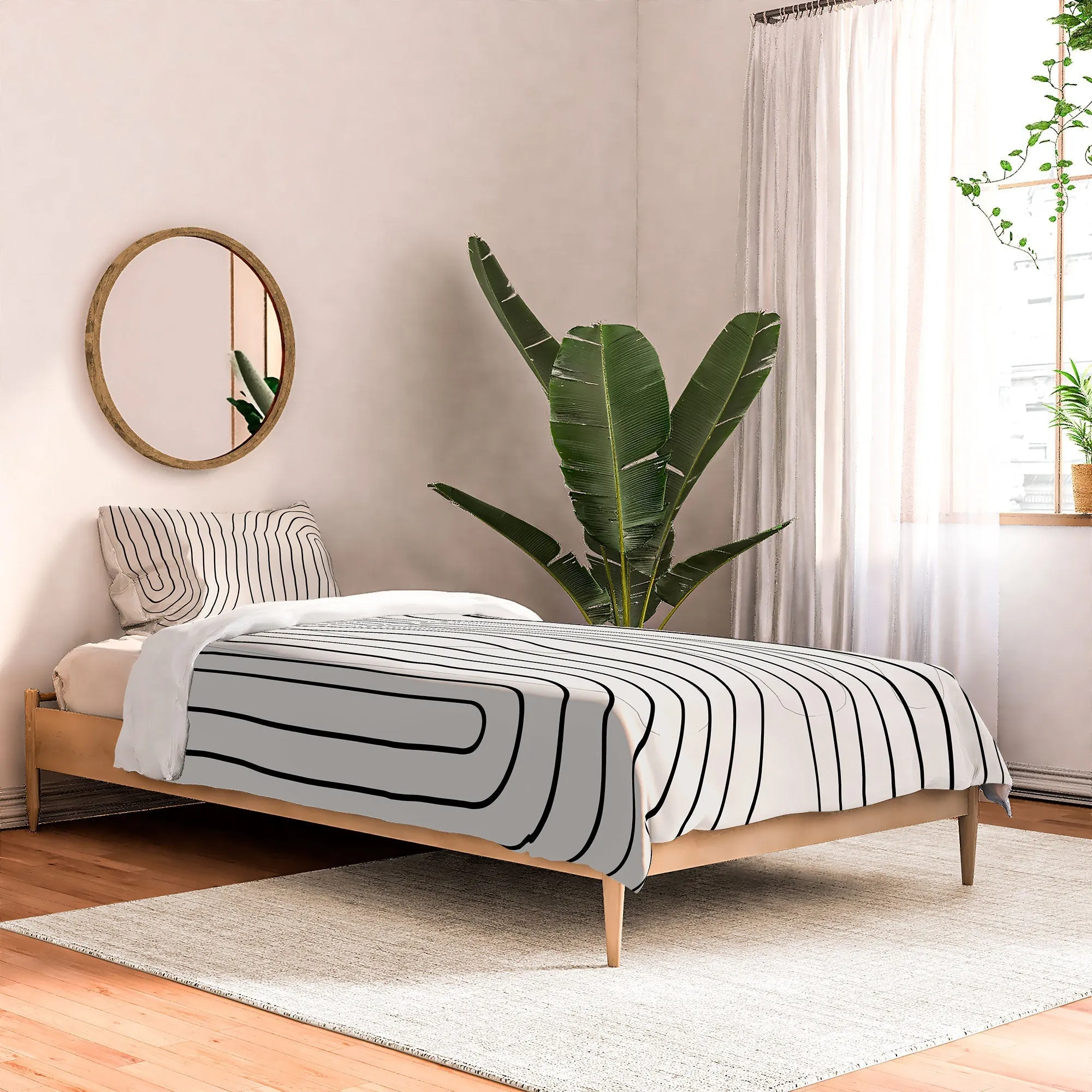 MINIMAL LINE CURVATURE BLACK AND WHITE DUVET / COMFORTER