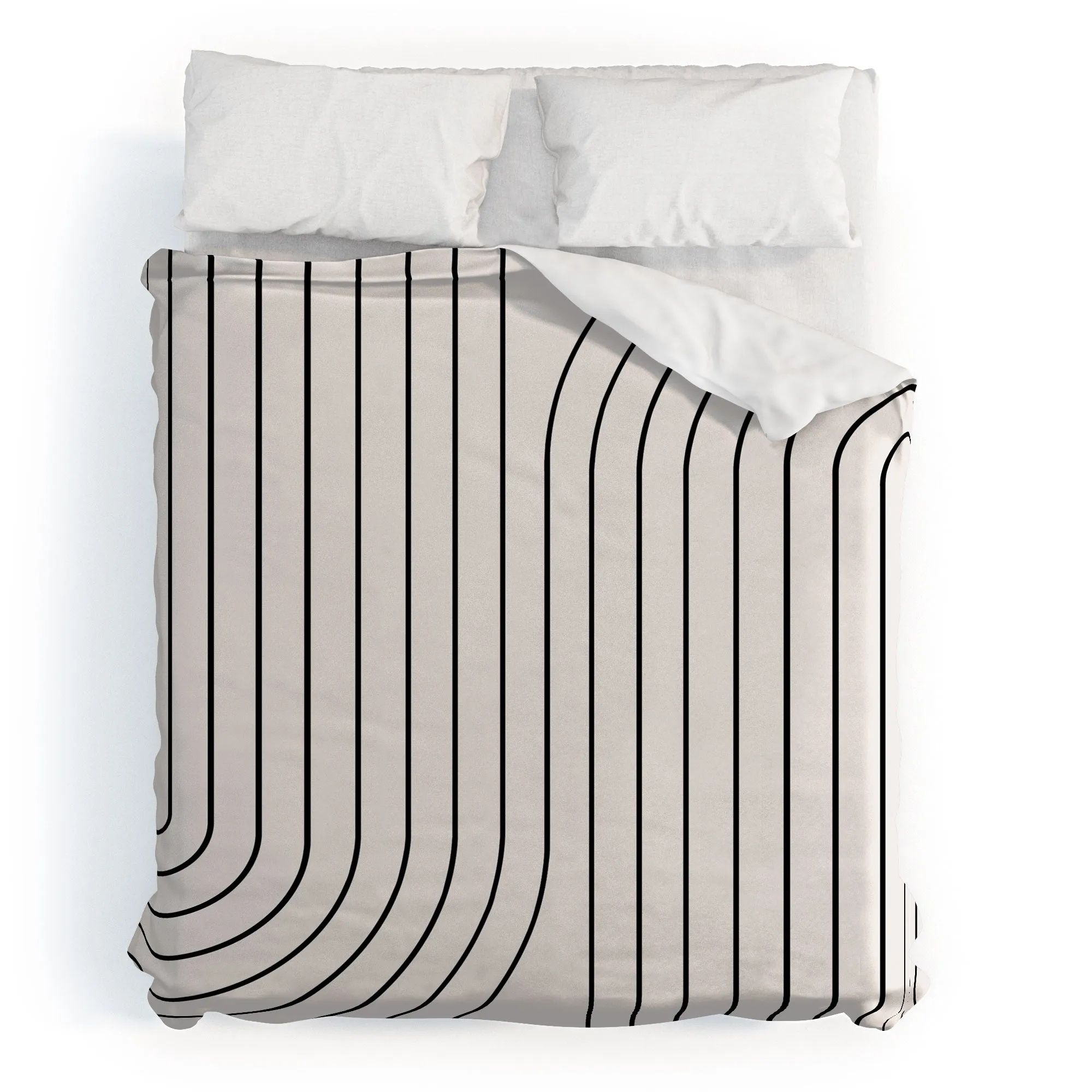 MINIMAL LINE CURVATURE BLACK AND WHITE DUVET / COMFORTER