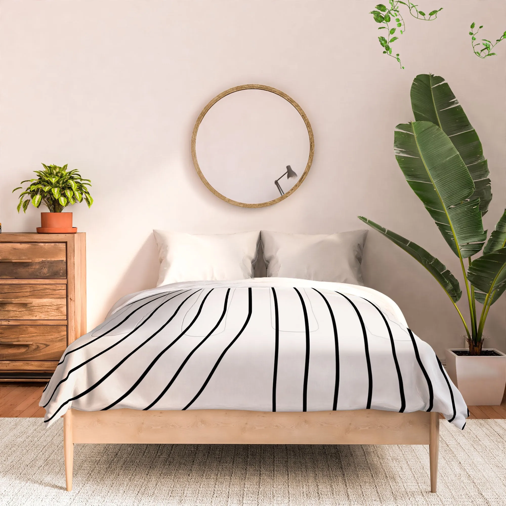 MINIMAL LINE CURVATURE BLACK AND WHITE DUVET / COMFORTER
