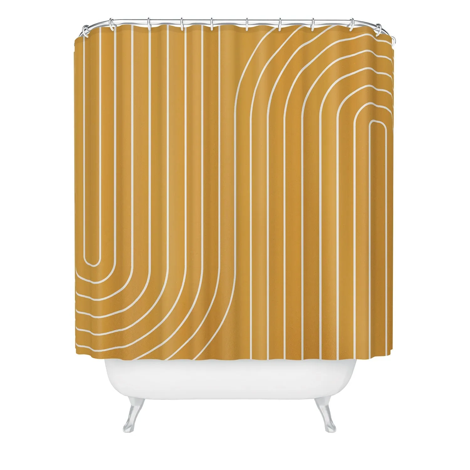 MINIMAL LINE CURVATURE GOLD SHOWER CURTAIN