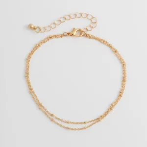 Minimalist Layered Saturn Chain Anklet