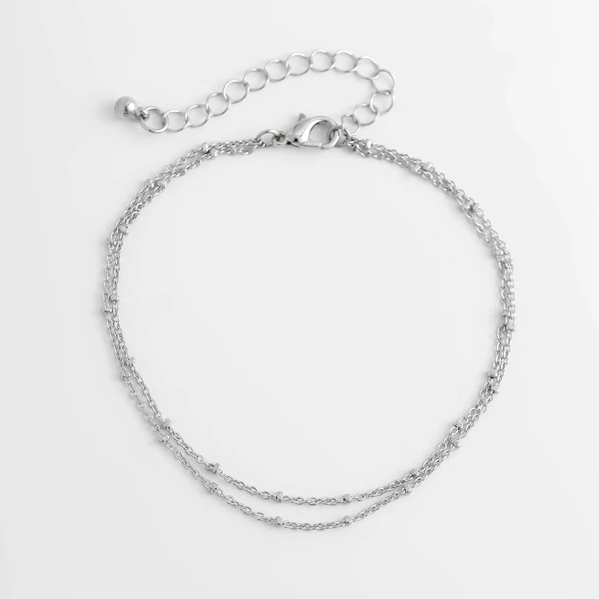 Minimalist Layered Saturn Chain Anklet
