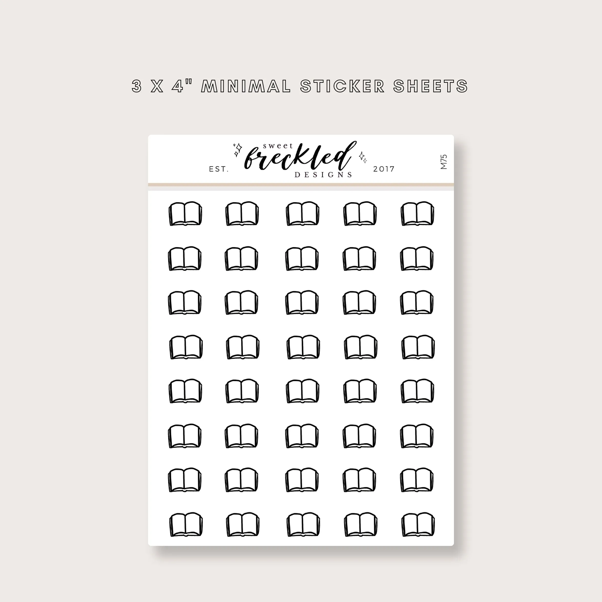 Minimalistic Mini Book Stickers (2 Style Options)