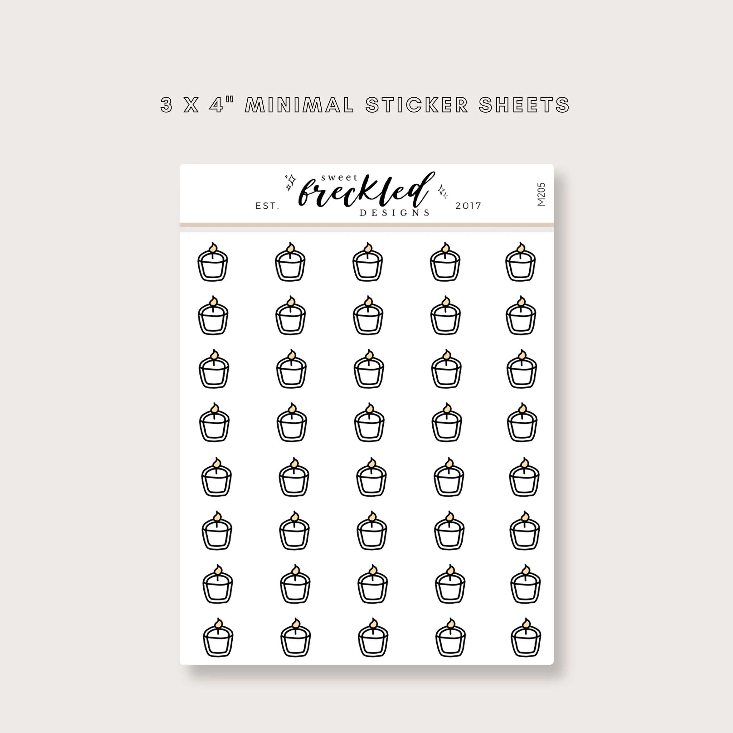Minimalistic Mini Tealight Candle Relax Stickers