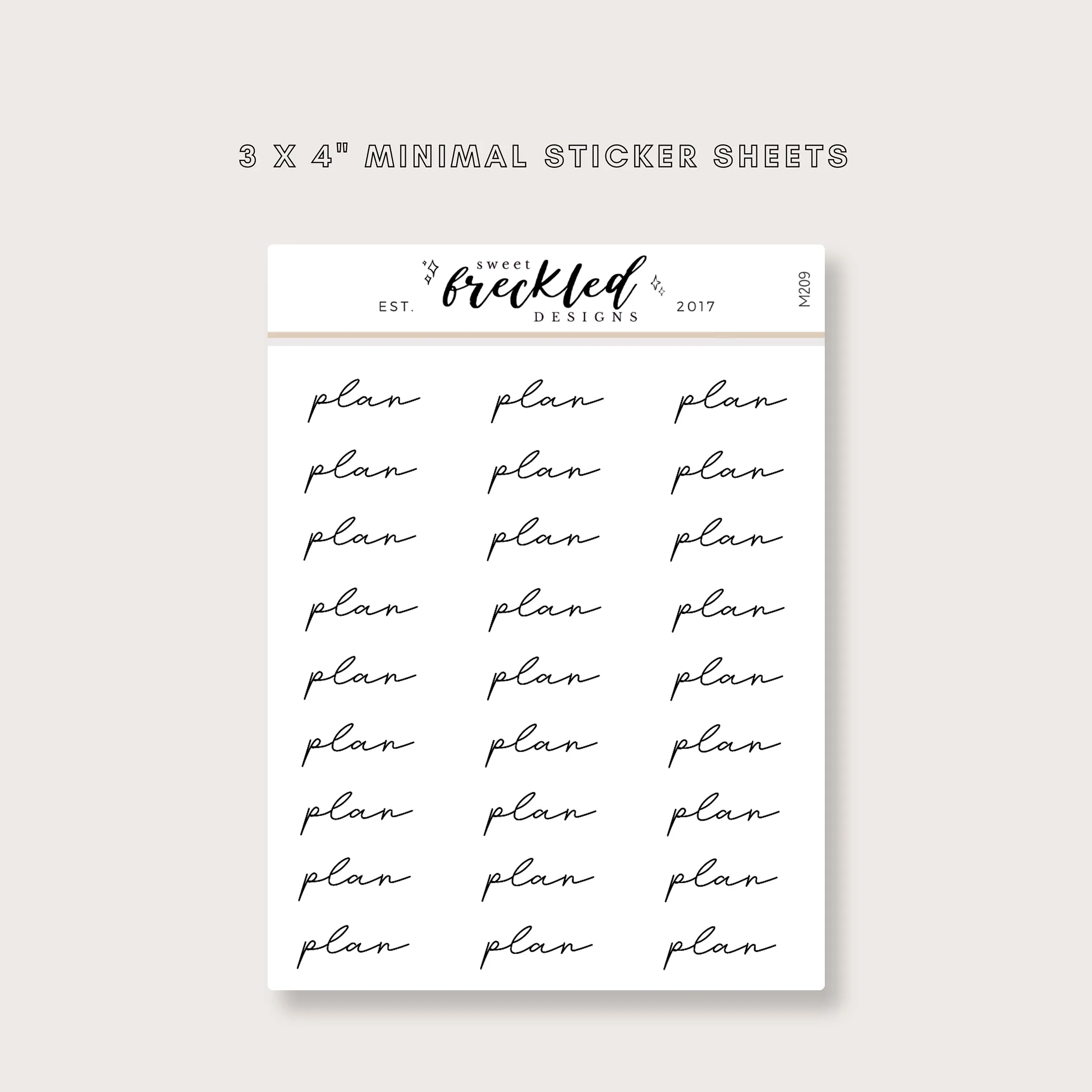 Minimalistic Script "Plan" Stickers