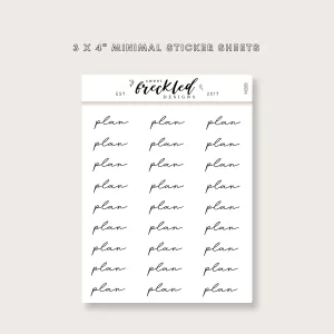 Minimalistic Script "Plan" Stickers