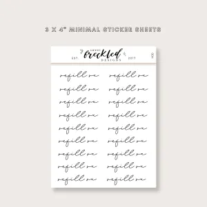 Minimalistic Script "Refill Rx" Stickers