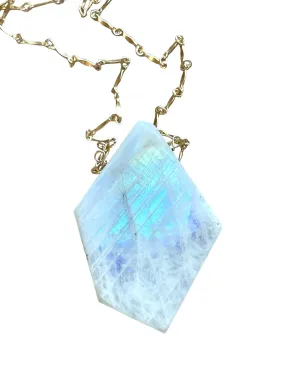 Moonstone Pendant Statement Necklace Gold Fill