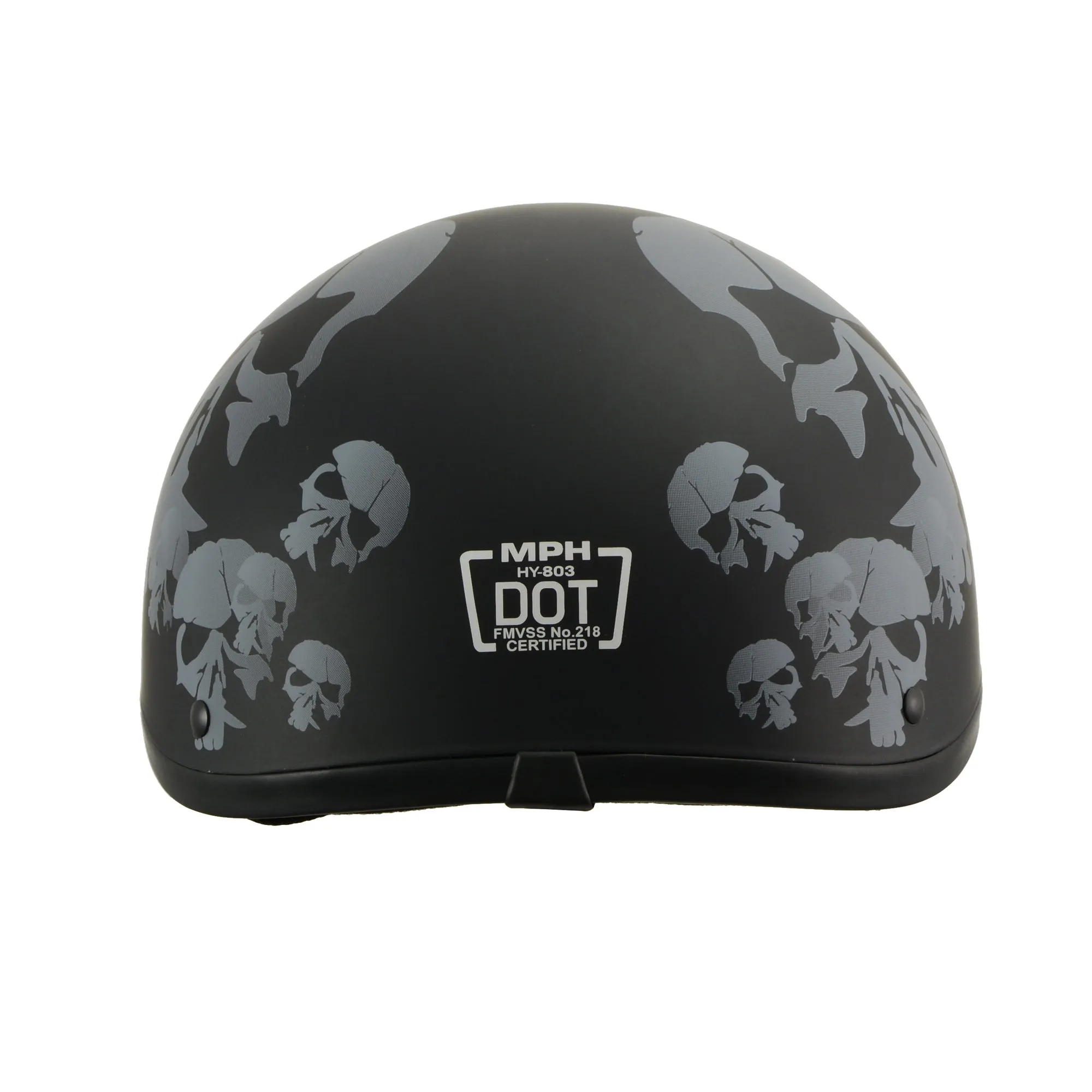 MPH America's Smallest DOT Helmet w/ Skeleton Head Graphics Matte Black