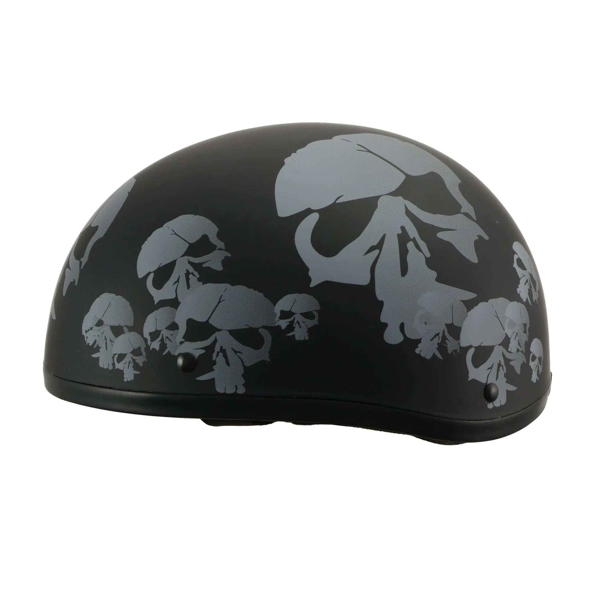 MPH America's Smallest DOT Helmet w/ Skeleton Head Graphics Matte Black