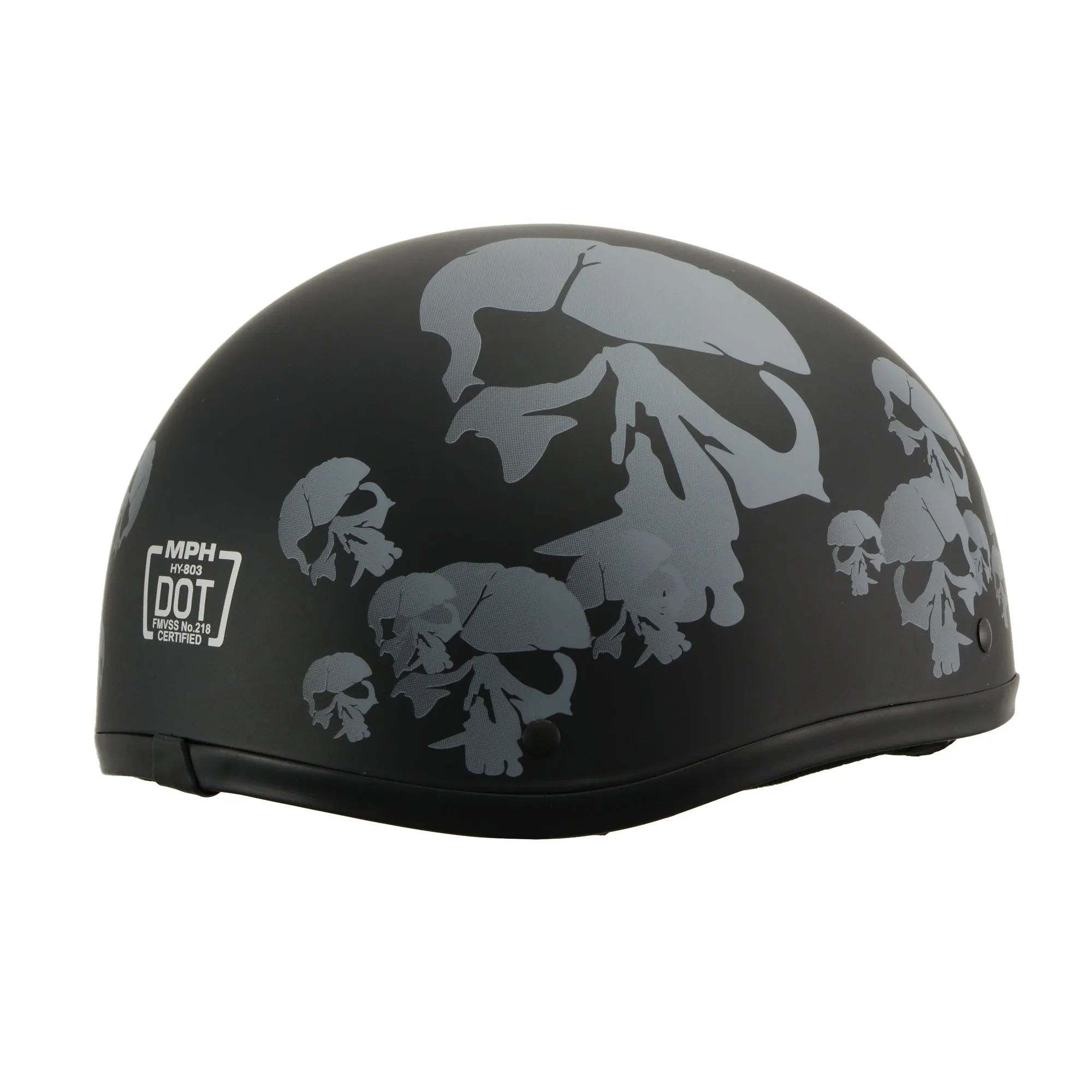 MPH America's Smallest DOT Helmet w/ Skeleton Head Graphics Matte Black