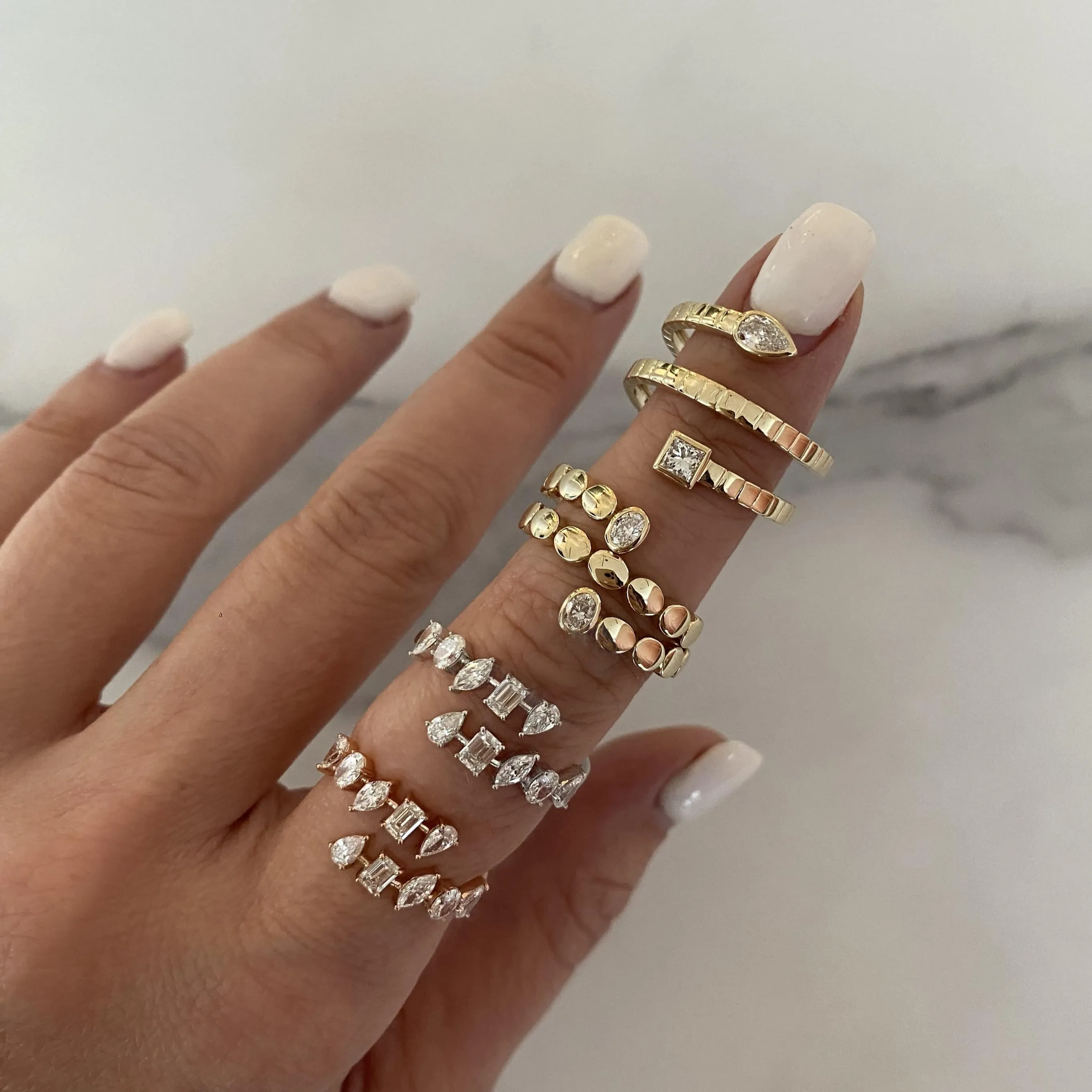Multi Shape Diamond Swirl Ring