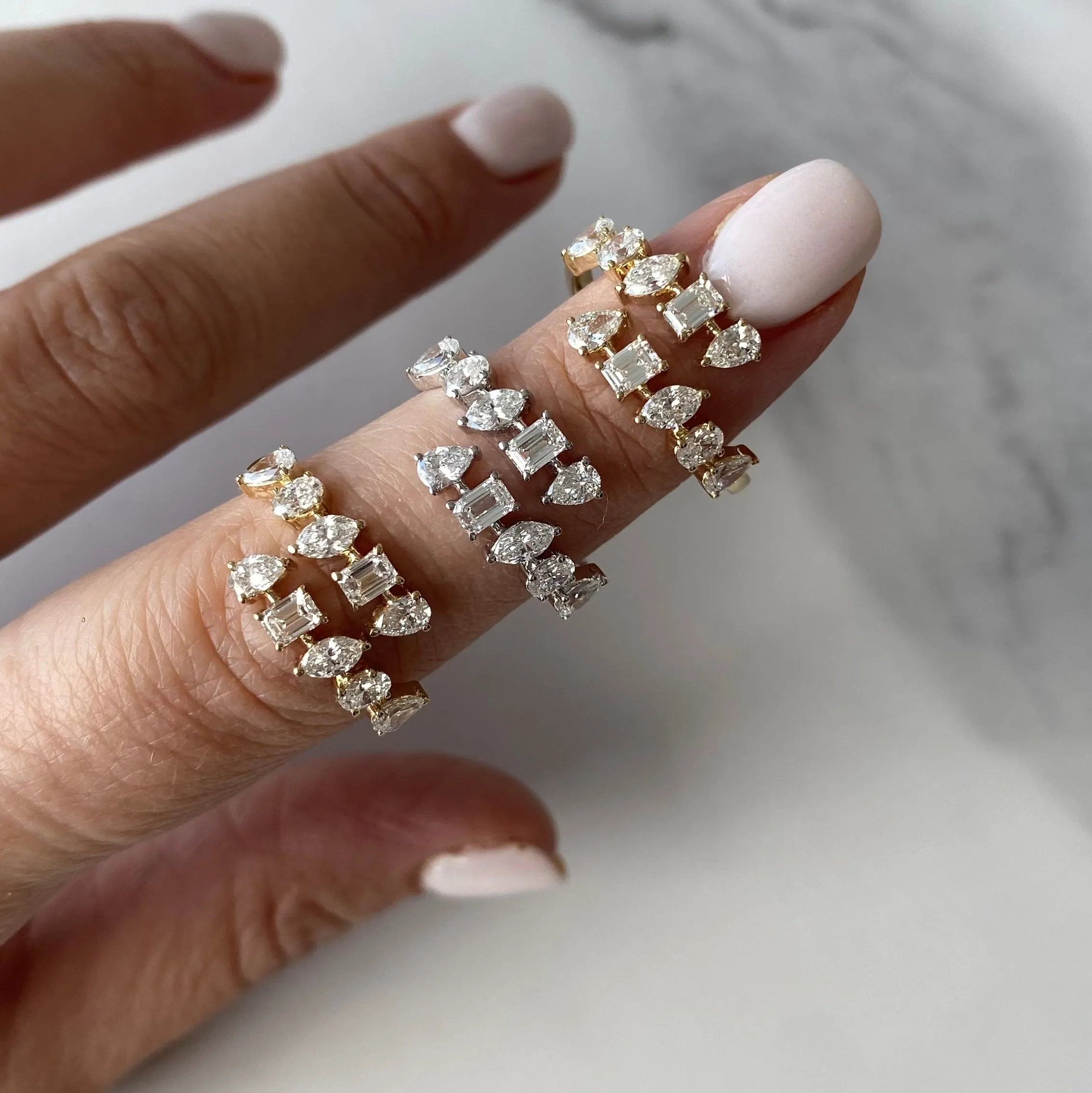 Multi Shape Diamond Swirl Ring