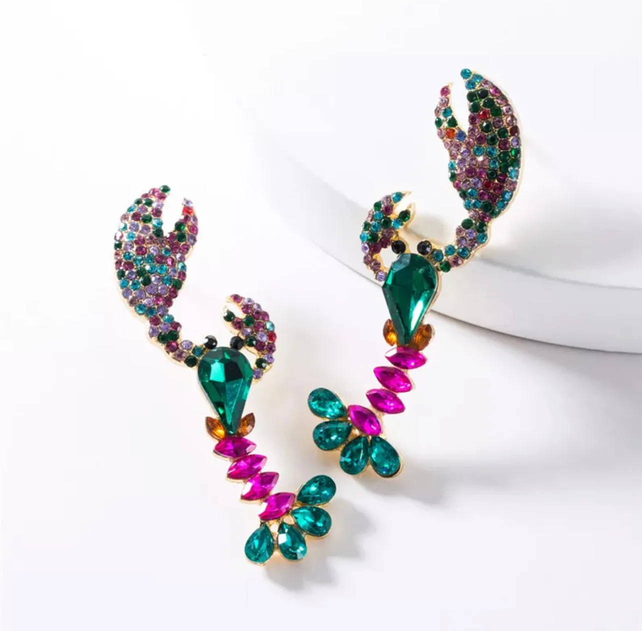 Multicolor Lobster Gemstone Statement Earrings 220-9 | Erika Williner Designs