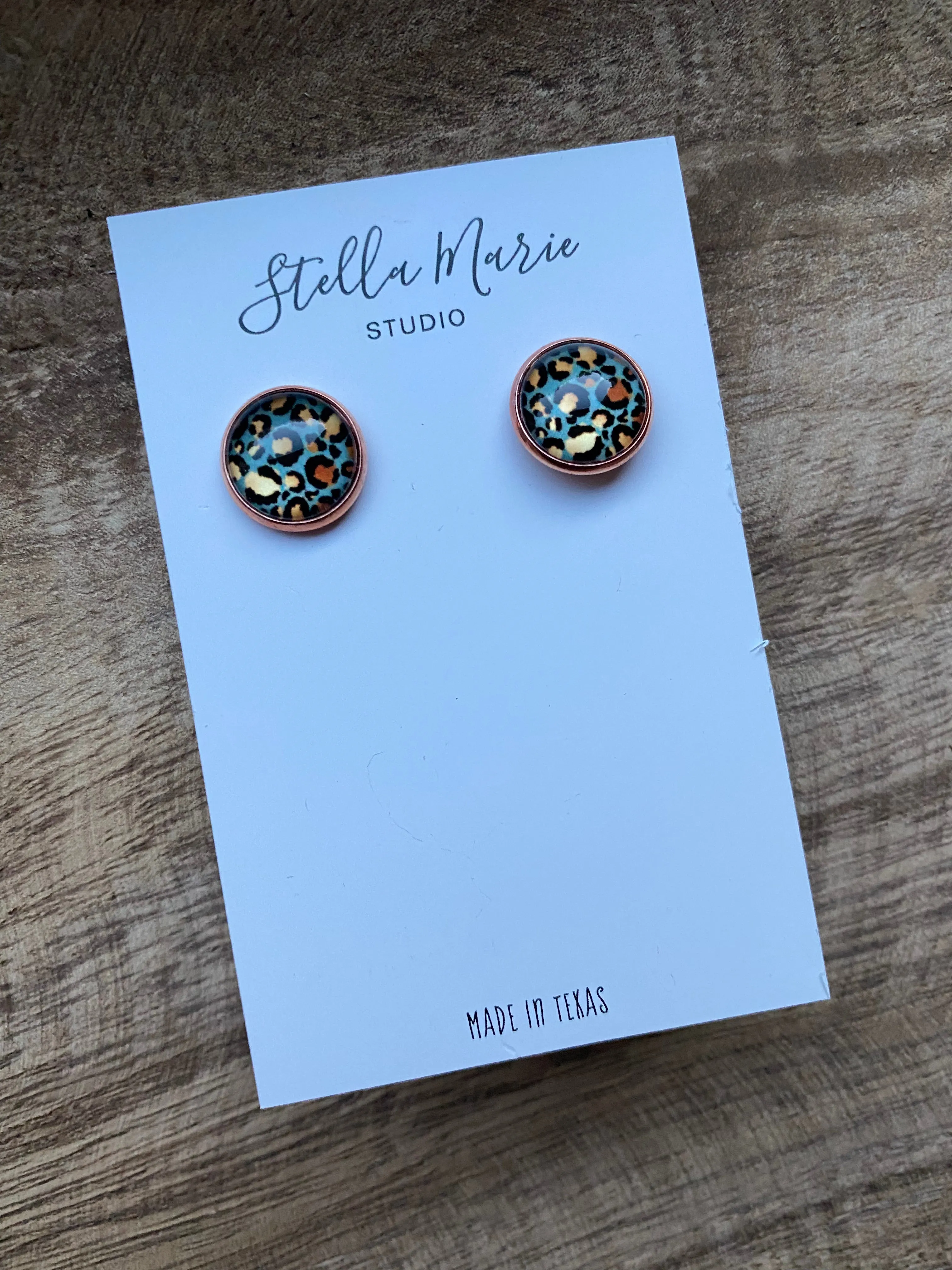 MULTIPLE OPTIONS: Metallic Leopard Print Studs